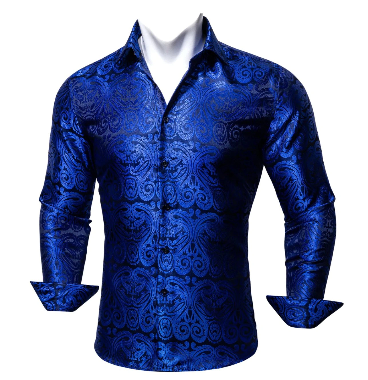 Simon Von: Blaue Paisley-Seidenhemd - Ein Hauch von Luxus für dich. Dein Stil, dein Paisley-Traum, jetzt!
